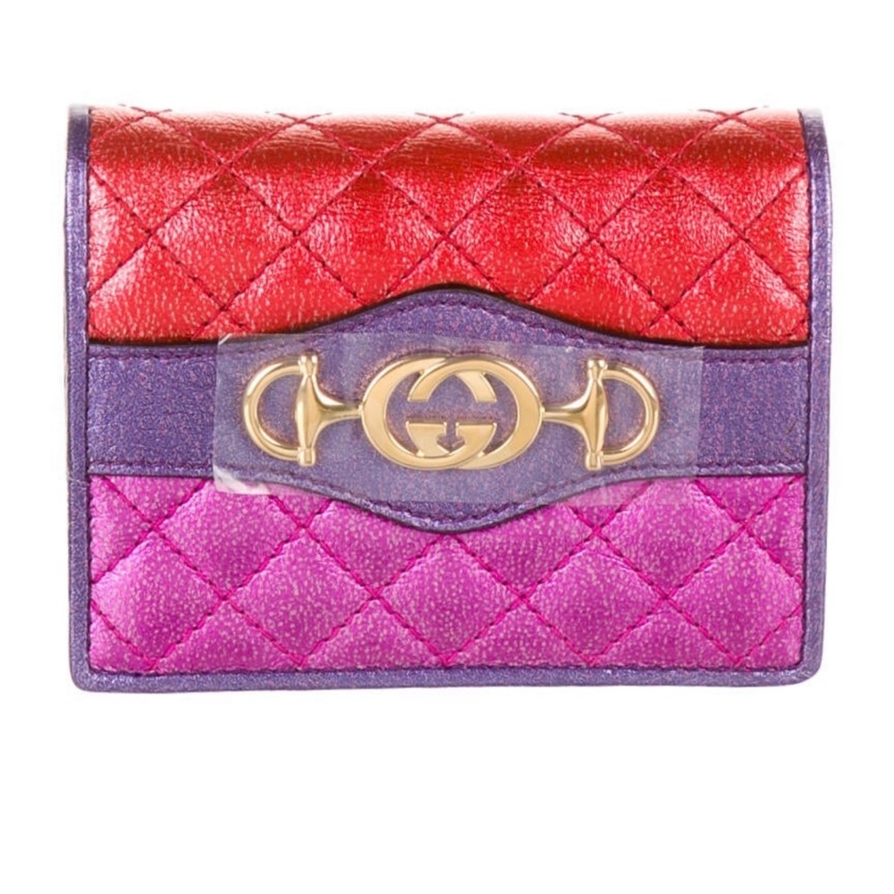 Gucci leather colorblock pattern cardholder